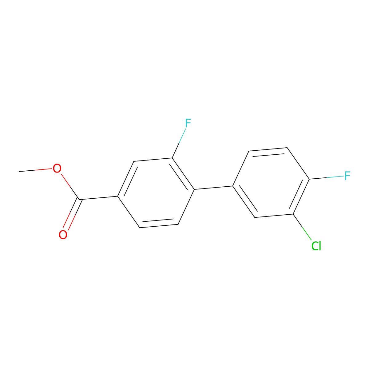 Methyl 4-(3-chloro-4-fluorophenyl)-3-fluorobenzoate molecular structure, CAS 1820607-54-2
