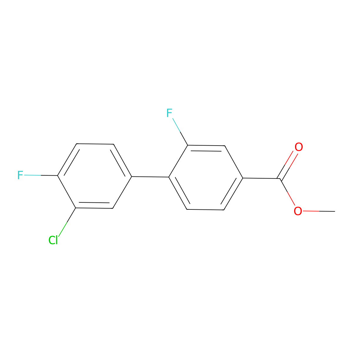 Methyl 4-(3-chloro-4-fluorophenyl)-3-fluorobenzoate molecular structure, CAS 1820607-54-2