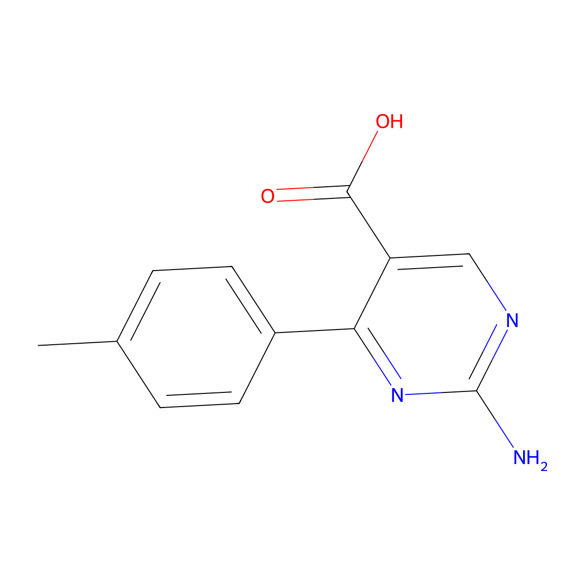 2-Amino-4-(4-methylphenyl)pyrimidine-5-carboxylic acid molecular structure, CAS 1820607-71-3