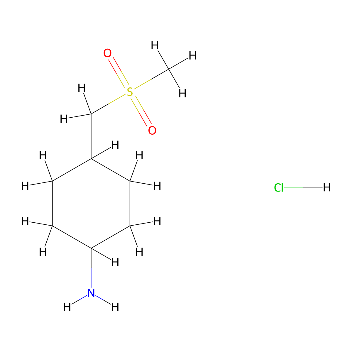 4-(Methanesulfonylmethyl)cyclohexan-1-amine hydrochloride molecular structure, CAS 1820607-77-9