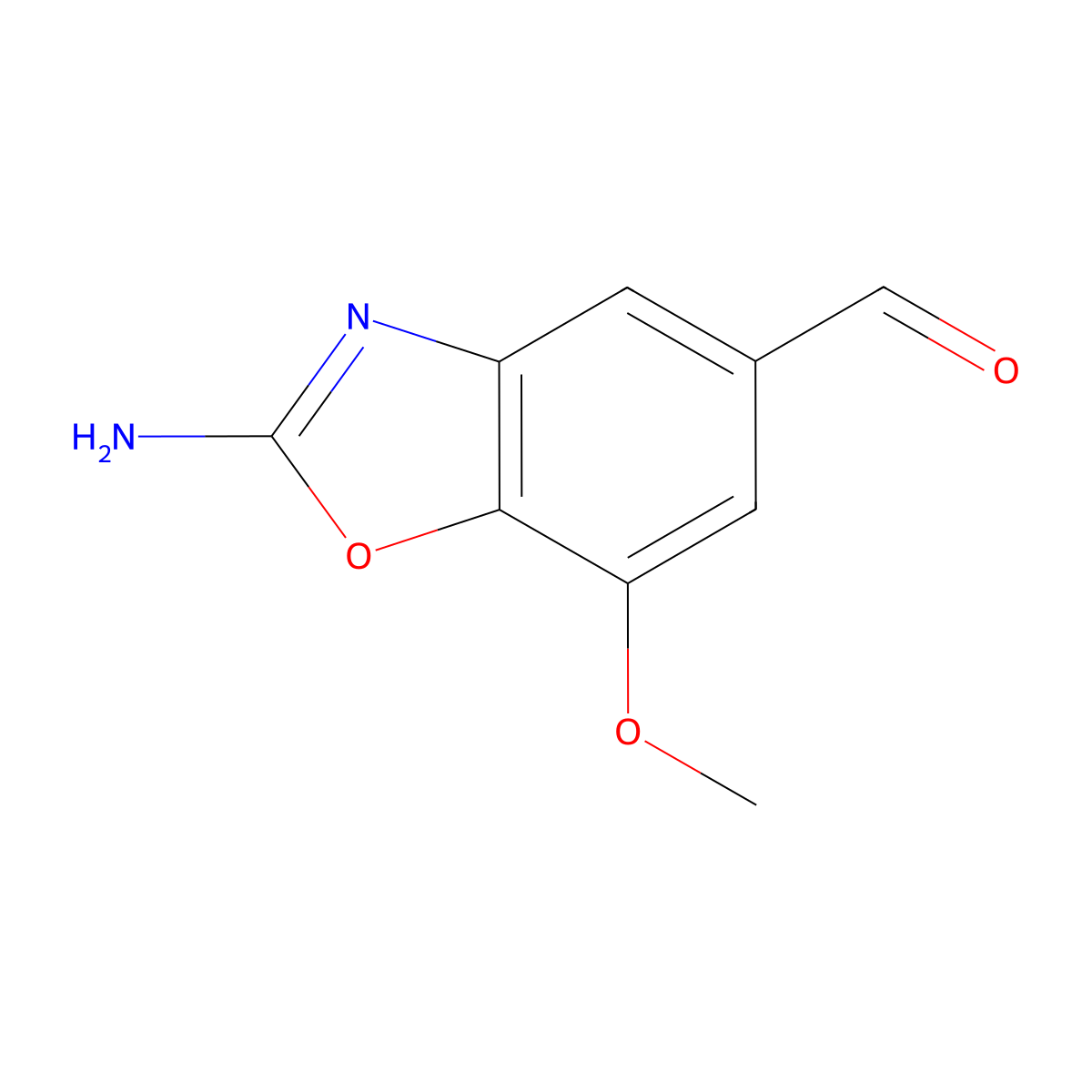 2-Amino-7-methoxy-1,3-benzoxazole-5-carbaldehyde molecular structure, CAS 1820607-78-0