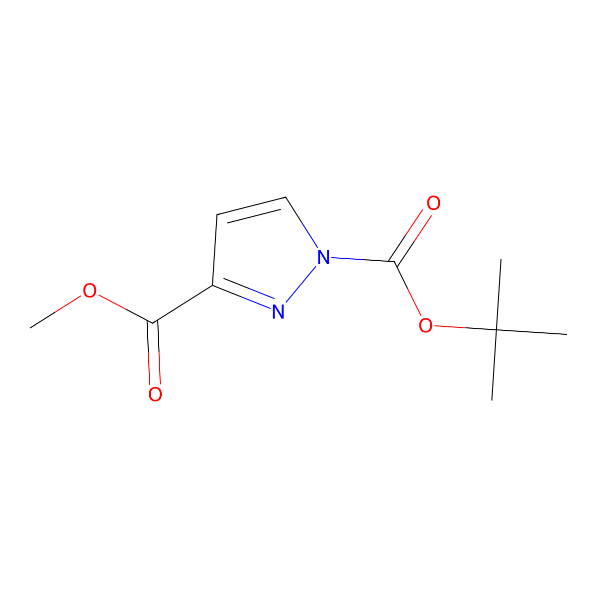 1-Tert-butyl 3-methyl pyrazole-1,3-dicarboxylate molecular structure, CAS 1820607-83-7