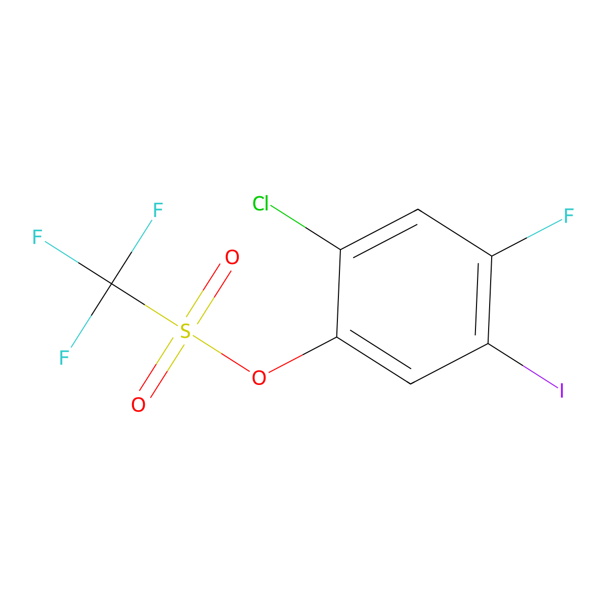 2-Chloro-4-fluoro-5-iodophenyl trifluoromethanesulphonate molecular structure, CAS 1820607-92-8
