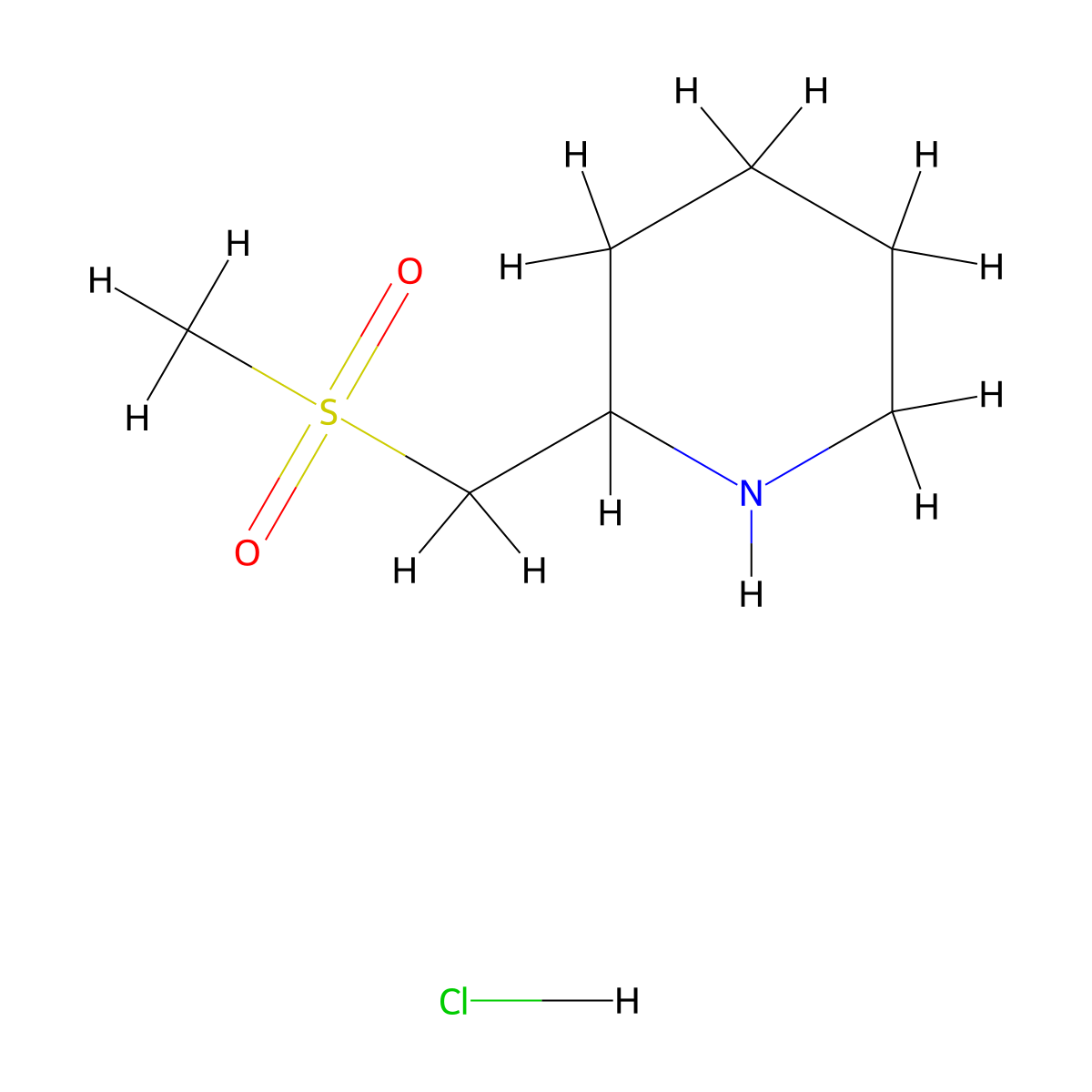 2-(Methanesulfonylmethyl)piperidine hydrochloride molecular structure, CAS 1820607-94-0