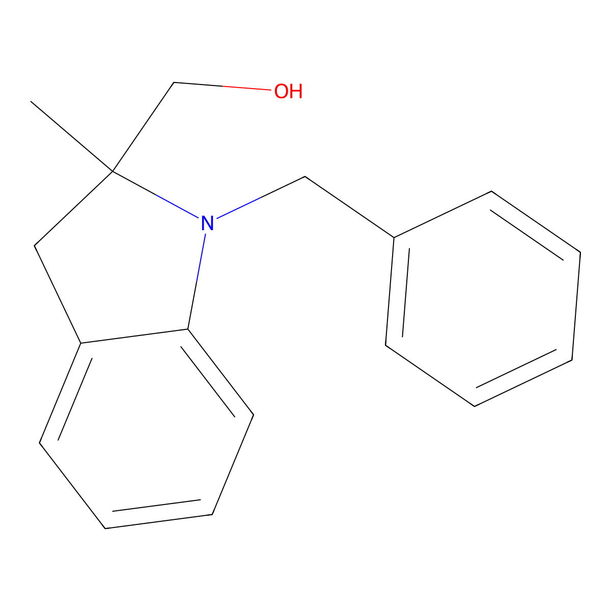(1-benzyl-2-methyl-2,3-dihydro-1H-indol-2-yl)methanol molecular structure, CAS 1820607-99-5