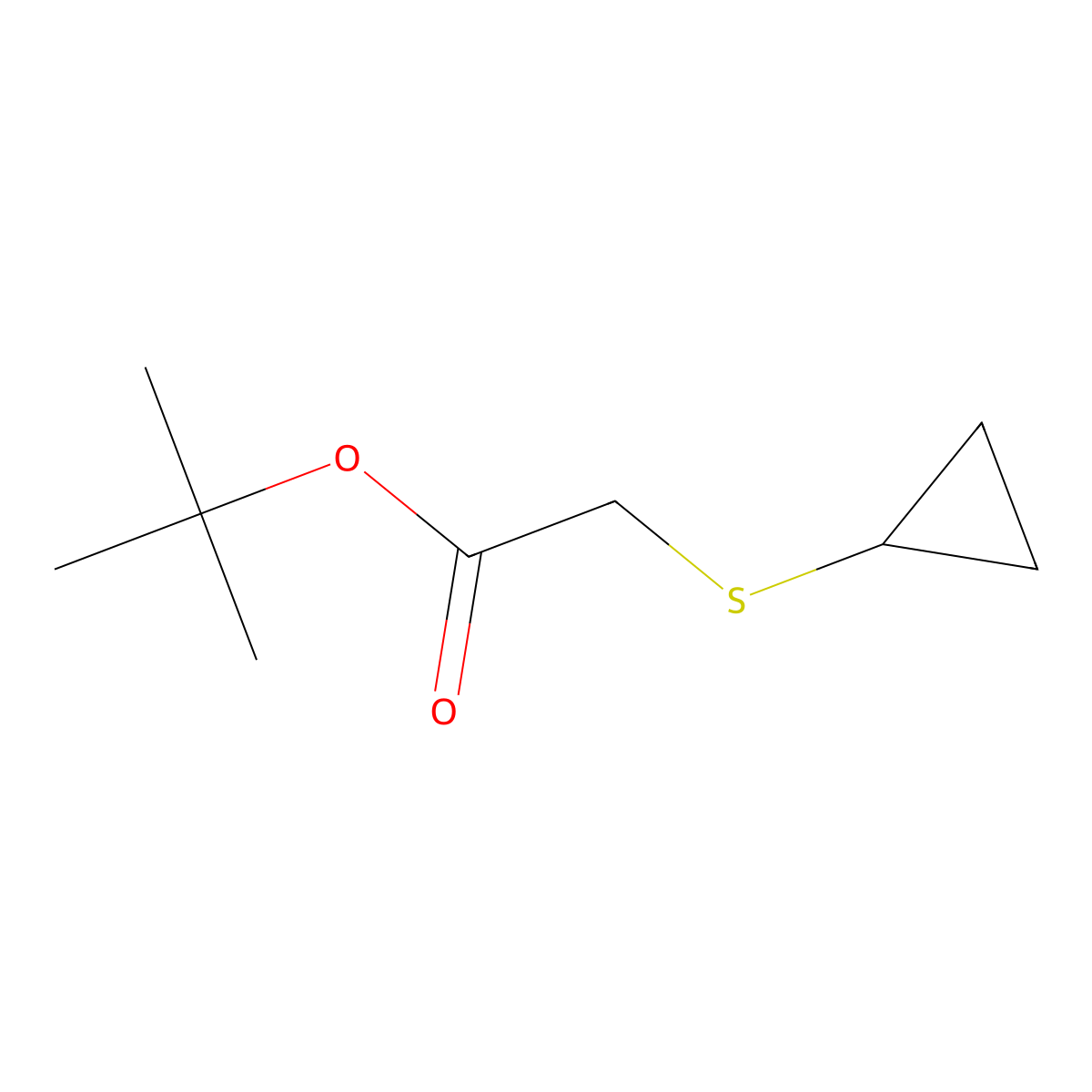 Tert-butyl 2-(cyclopropylsulfanyl)acetate molecular structure, CAS 1820608-17-0