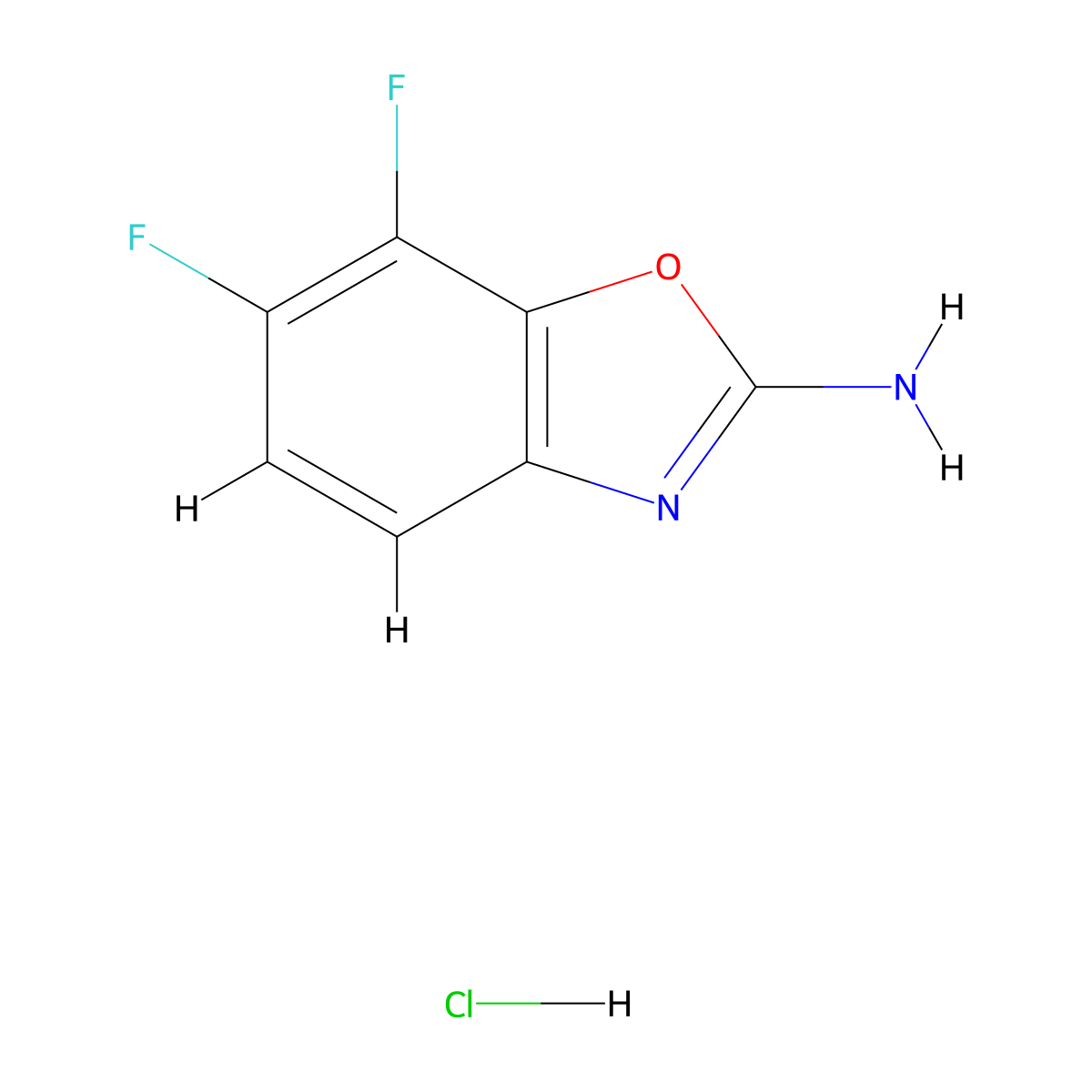 6,7-Difluoro-1,3-benzoxazol-2-amine hydrochloride molecular structure, CAS 1820608-43-2