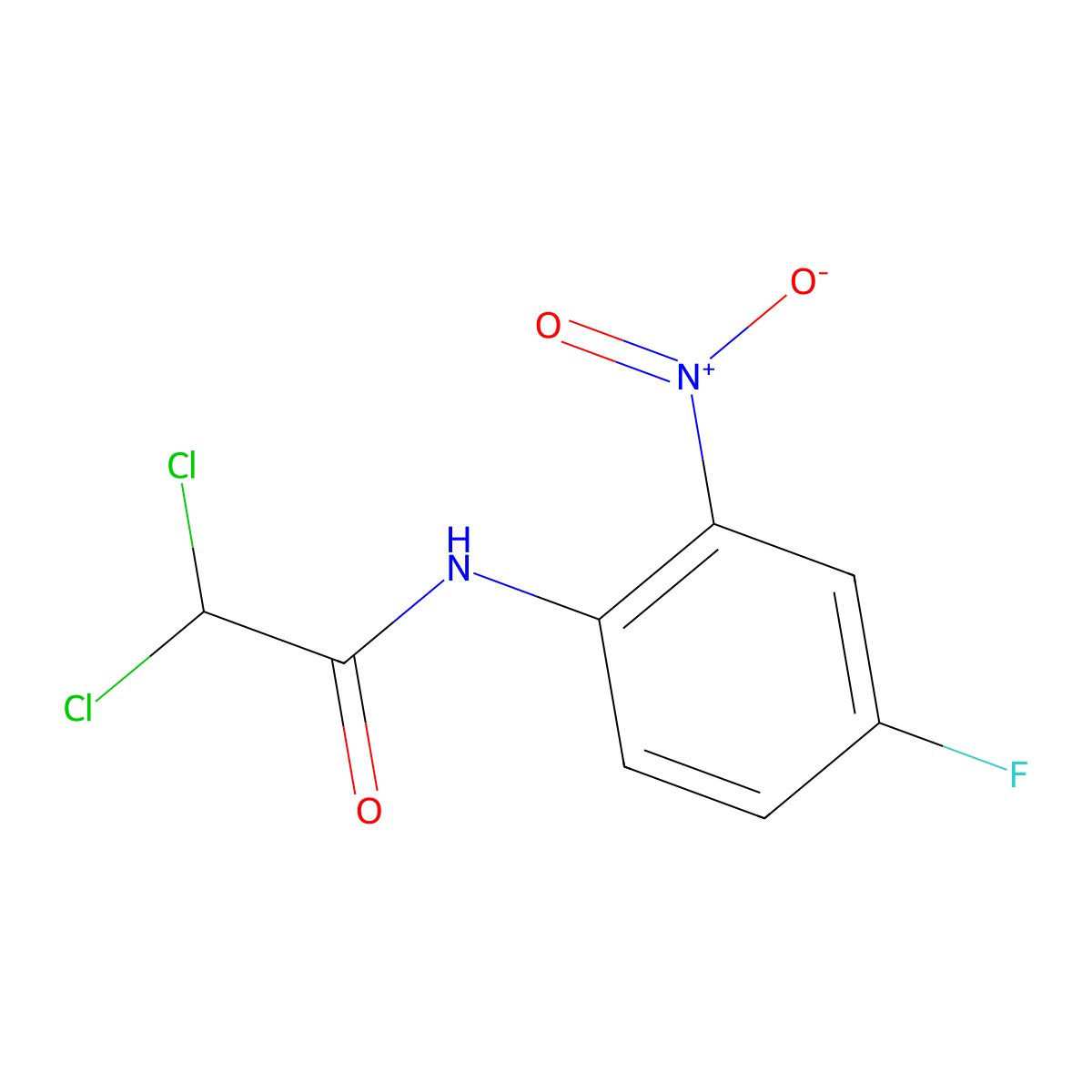2,2-Dichloro-N-(4-fluoro-2-nitrophenyl)acetamide molecular structure, CAS 1820608-52-3
