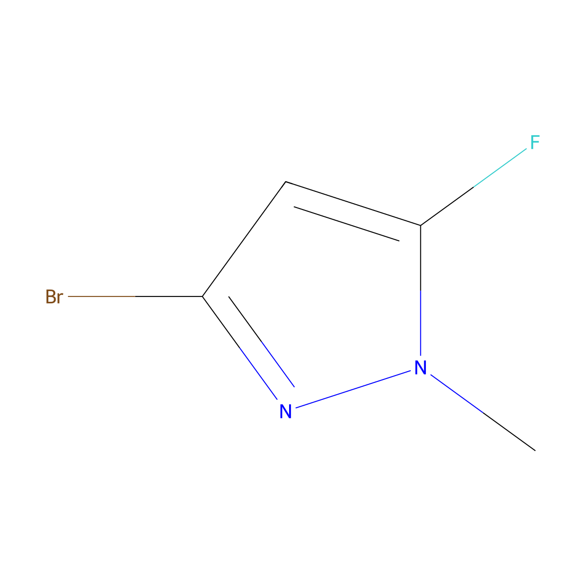 3-bromo-5-fluoro-1-methyl-1H-pyrazole molecular structure, CAS 1820608-53-4
