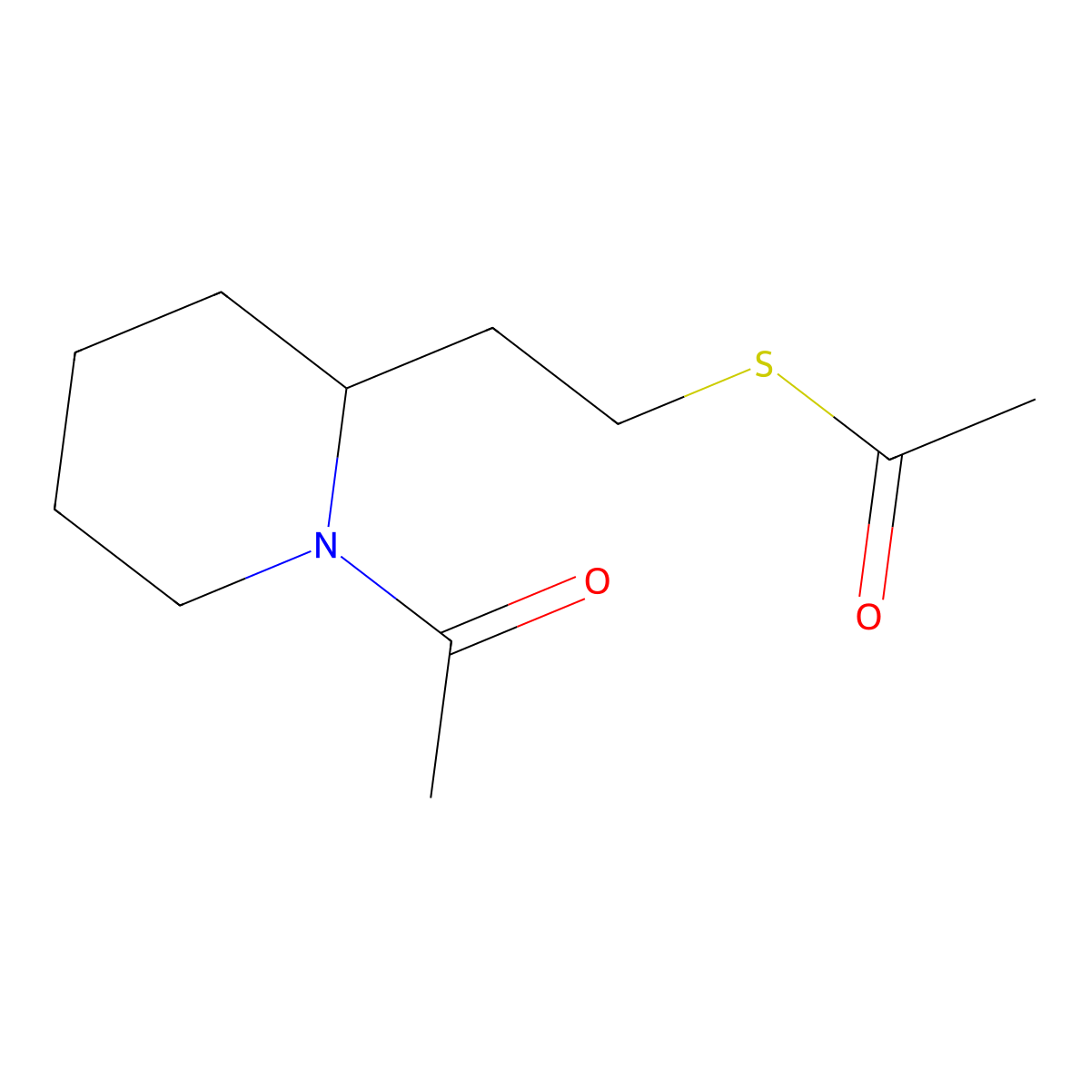 1-{[2-(1-Acetylpiperidin-2-yl)ethyl]sulfanyl}ethan-1-one molecular structure, CAS 1820608-89-6