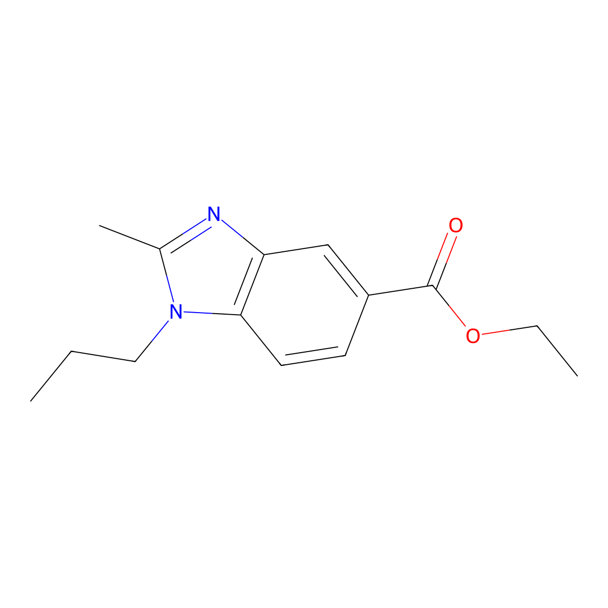 Ethyl 2-methyl-1-propyl-1,3-benzodiazole-5-carboxylate molecular structure, CAS 1820609-15-1