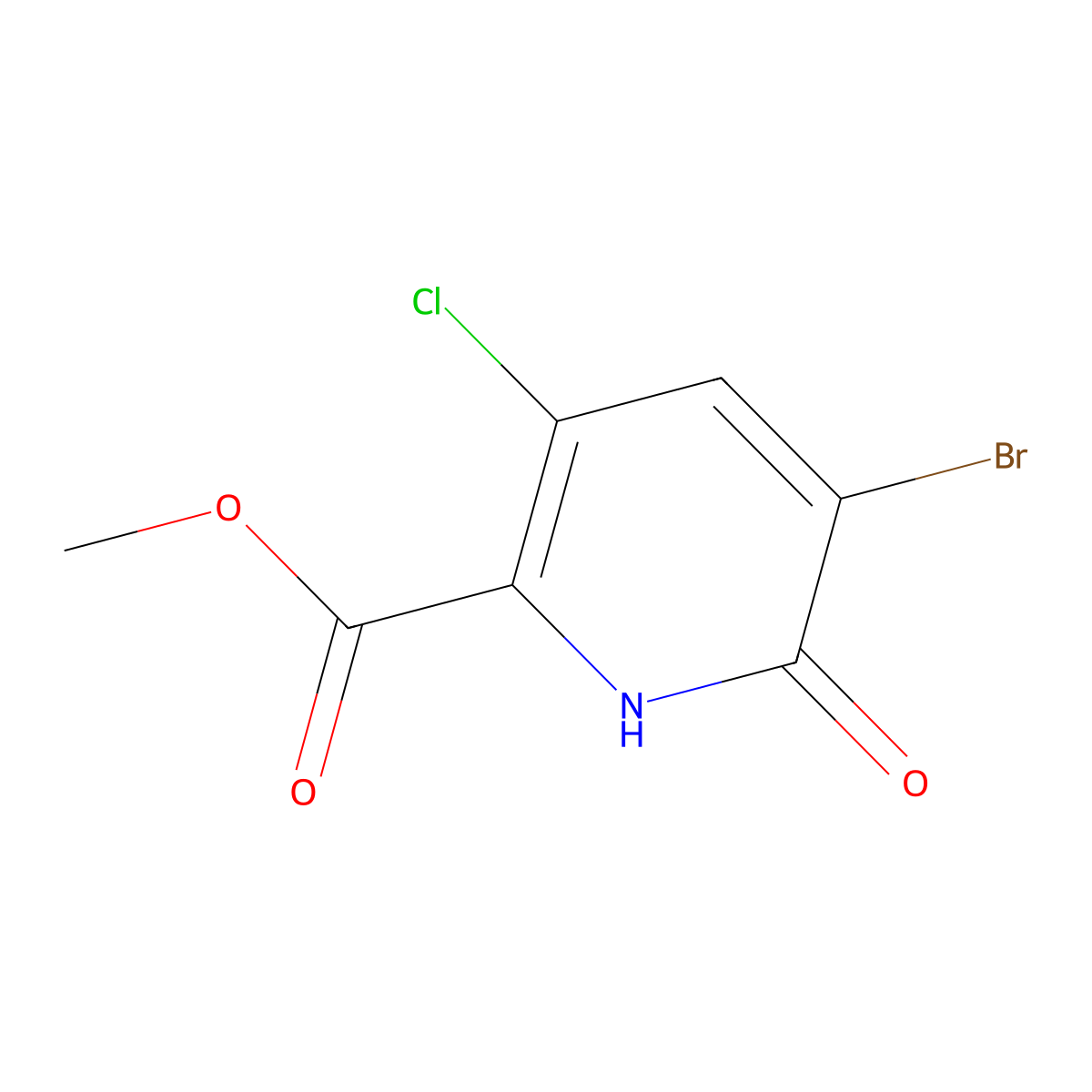 Methyl 5-bromo-3-chloro-6-hydroxypicolinate molecular structure, CAS 1820612-76-7