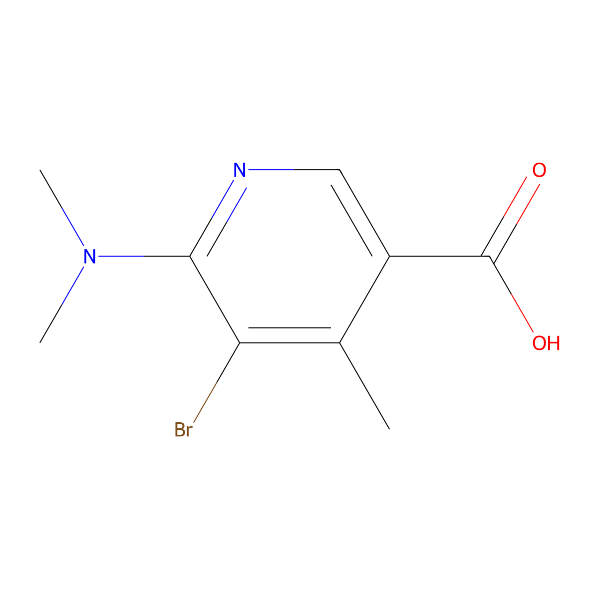 5-Bromo-6-(dimethylamino)-4-methylnicotinic acid molecular structure, CAS 1820612-83-6