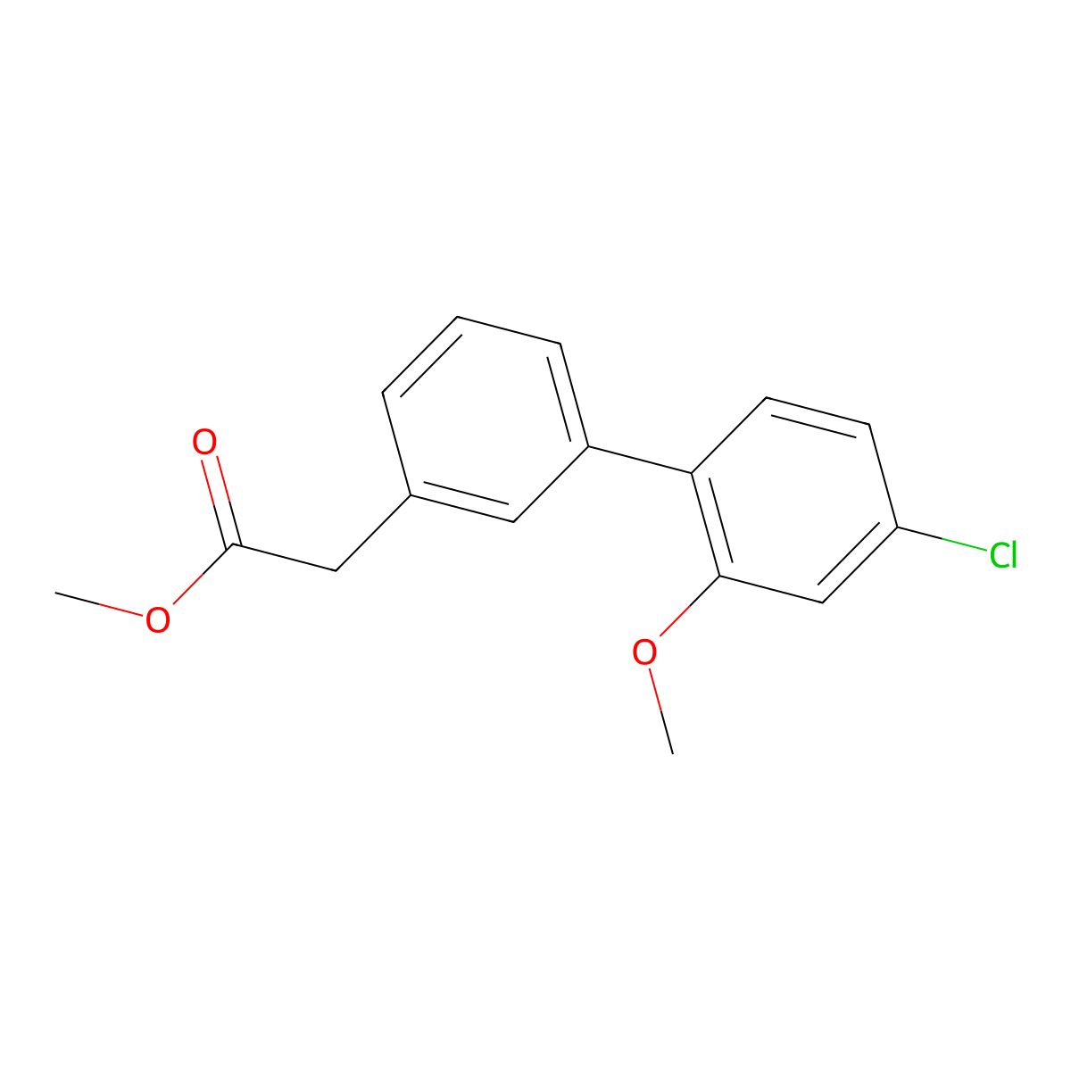 Methyl 2-[3-(4-chloro-2-methoxyphenyl)phenyl]acetate molecular structure, CAS 1820613-37-3
