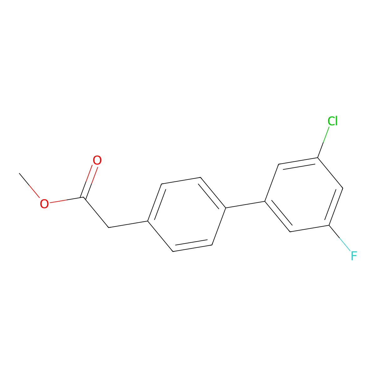 Methyl 2-[4-(3-chloro-5-fluorophenyl)phenyl]acetate molecular structure, CAS 1820613-54-4