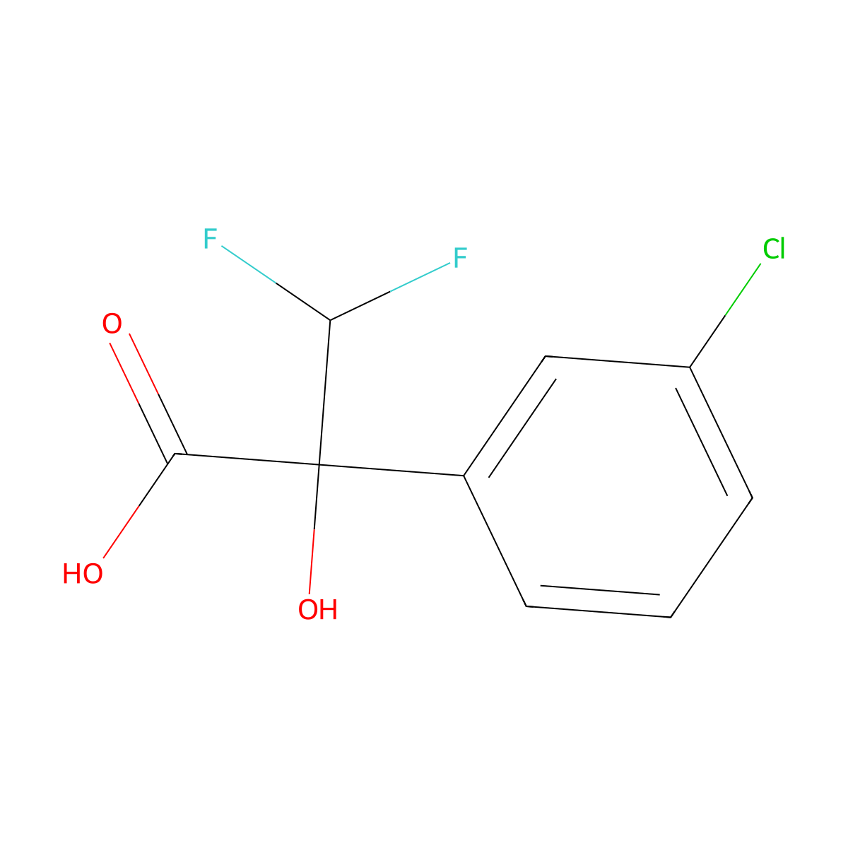 2-(3-Chlorophenyl)-3,3-difluoro-2-hydroxypropanoic acid molecular structure, CAS 1820613-81-7