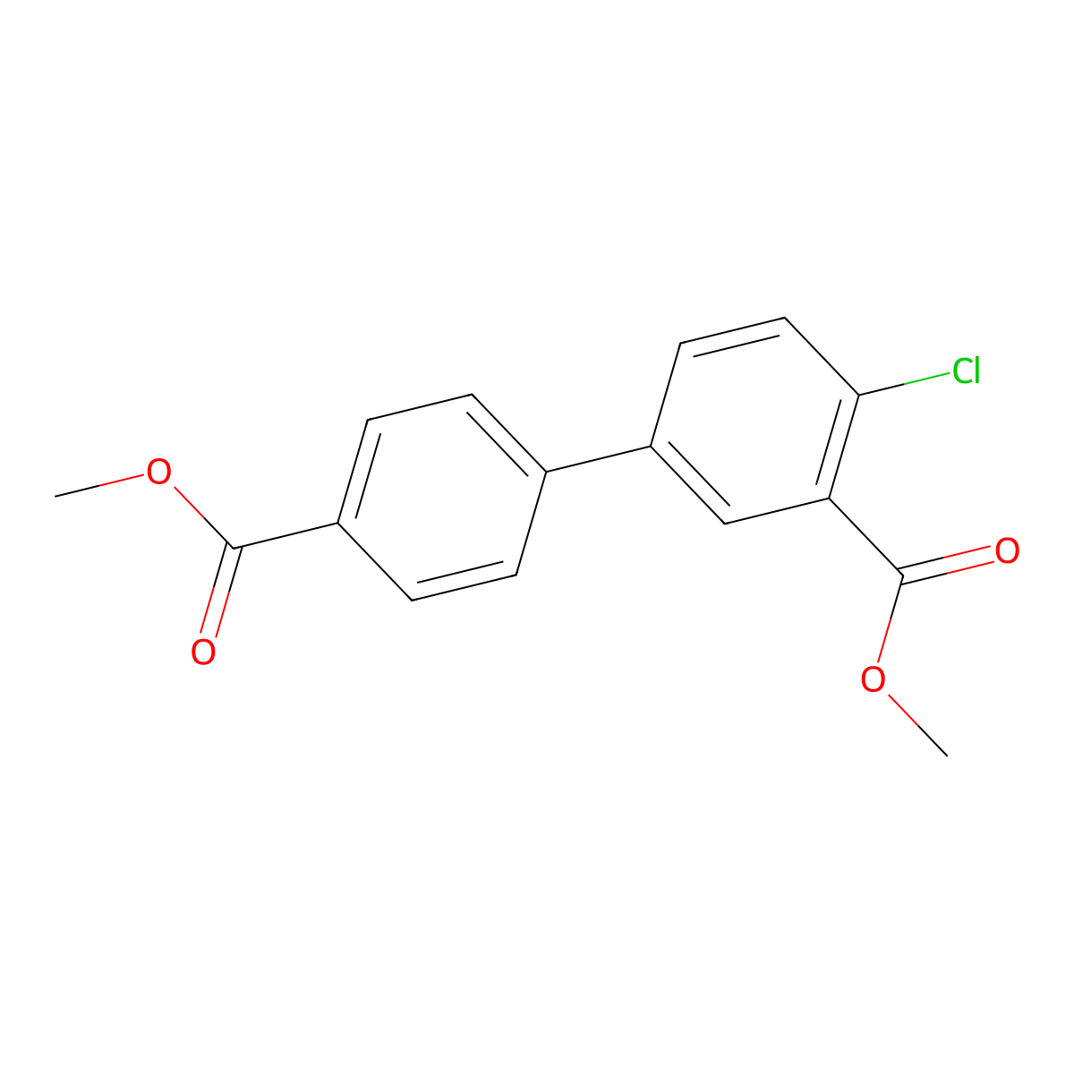 Methyl 2-chloro-5-[4-(methoxycarbonyl)phenyl]benzoate molecular structure, CAS 1820613-86-2