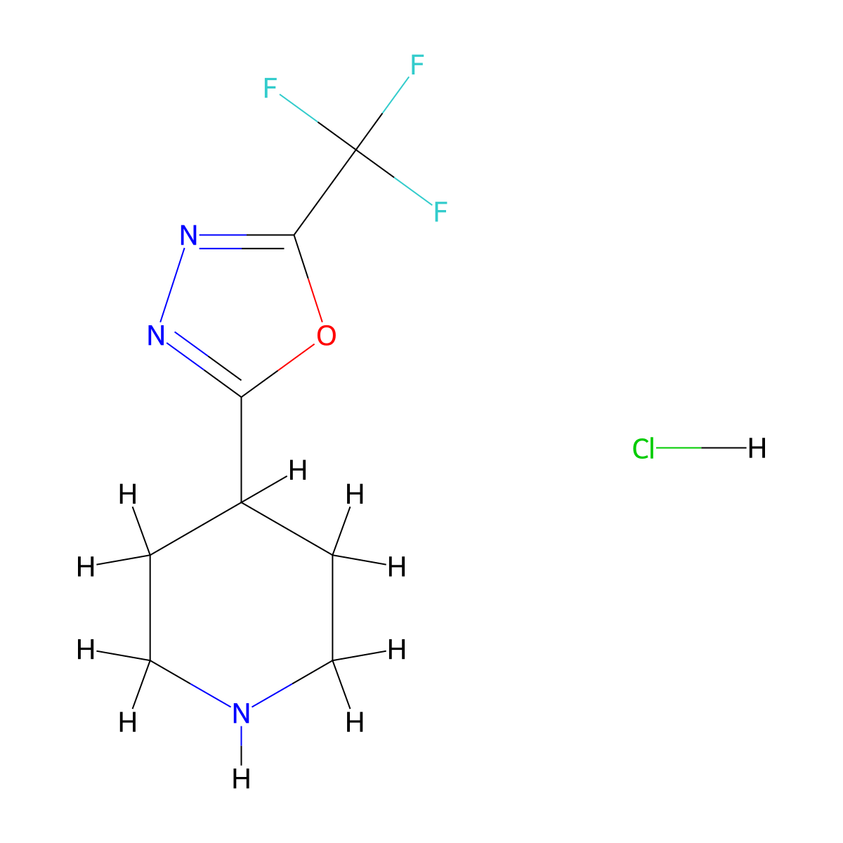 2-(Piperidin-4-yl)-5-(trifluoromethyl)-1,3,4-oxadiazole hydrochloride molecular structure, CAS 1820613-91-9