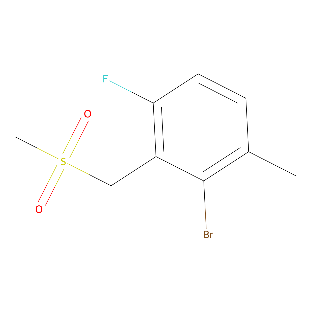 2-Bromo-4-fluoro-1-methyl-3-((methylsulfonyl)methyl)benzene molecular structure, CAS 1820614-09-2