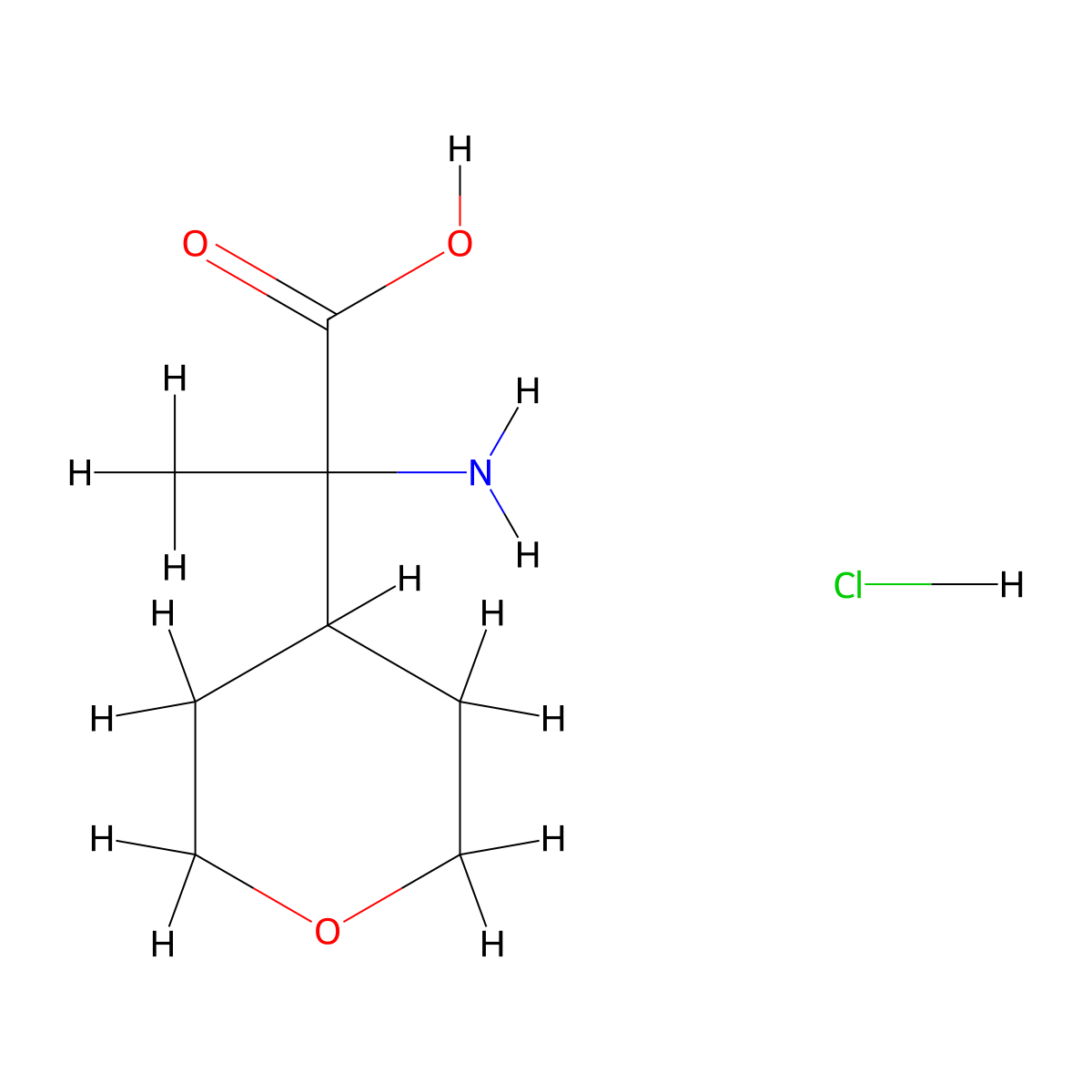 2-Amino-2-(oxan-4-yl)propanoic acid hydrochloride molecular structure, CAS 1820614-47-8
