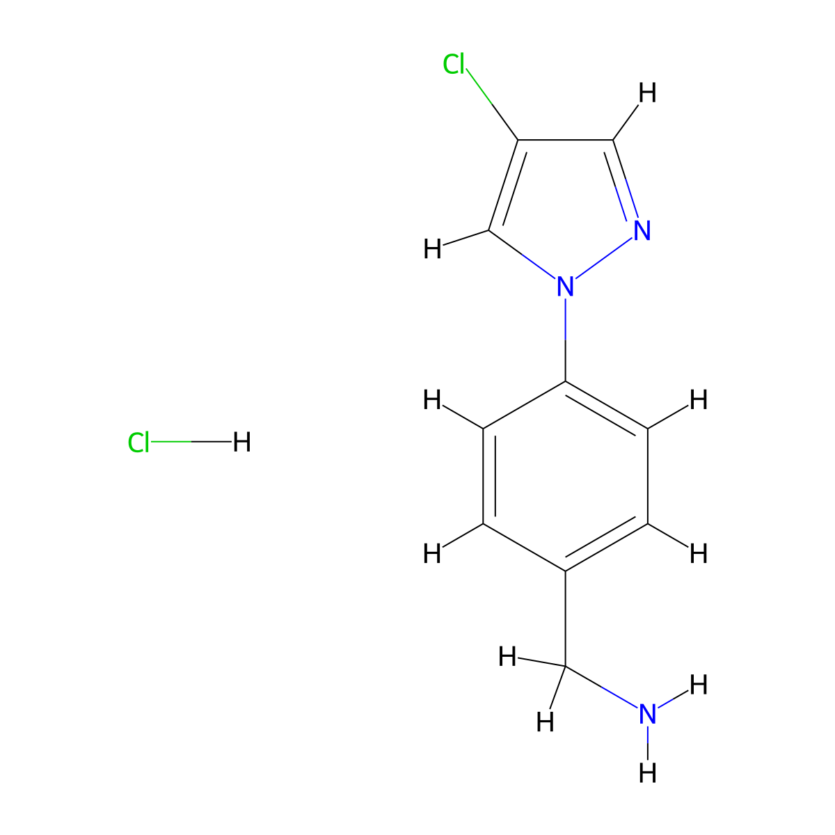 [4-(4-chloro-1H-pyrazol-1-yl)phenyl]methanamine hydrochloride molecular structure, CAS 1820614-50-3