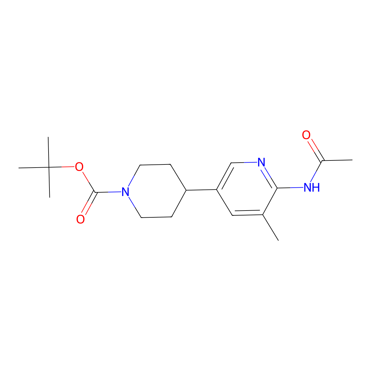 Tert-butyl 4-(6-acetamido-5-methylpyridin-3-YL)piperidine-1-carboxylate molecular structure, CAS 1820614-58-1