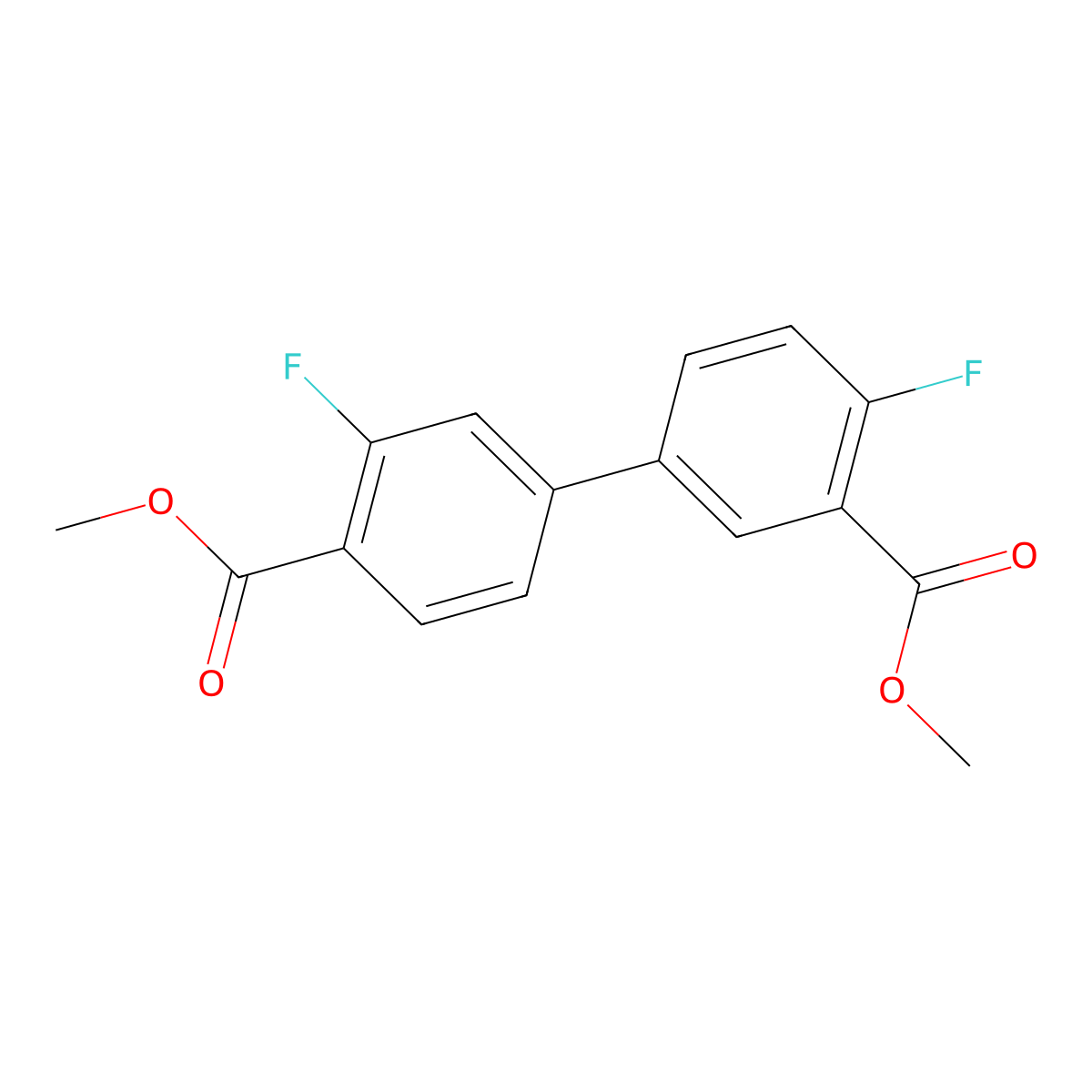 Methyl 2-fluoro-4-[4-fluoro-3-(methoxycarbonyl)phenyl]benzoate molecular structure, CAS 1820614-91-2