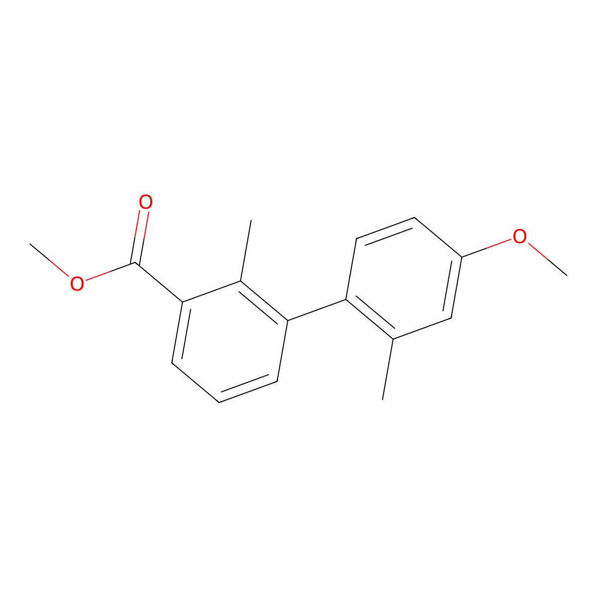 Methyl 3-(4-methoxy-2-methylphenyl)-2-methylbenzoate molecular structure, CAS 1820618-12-9