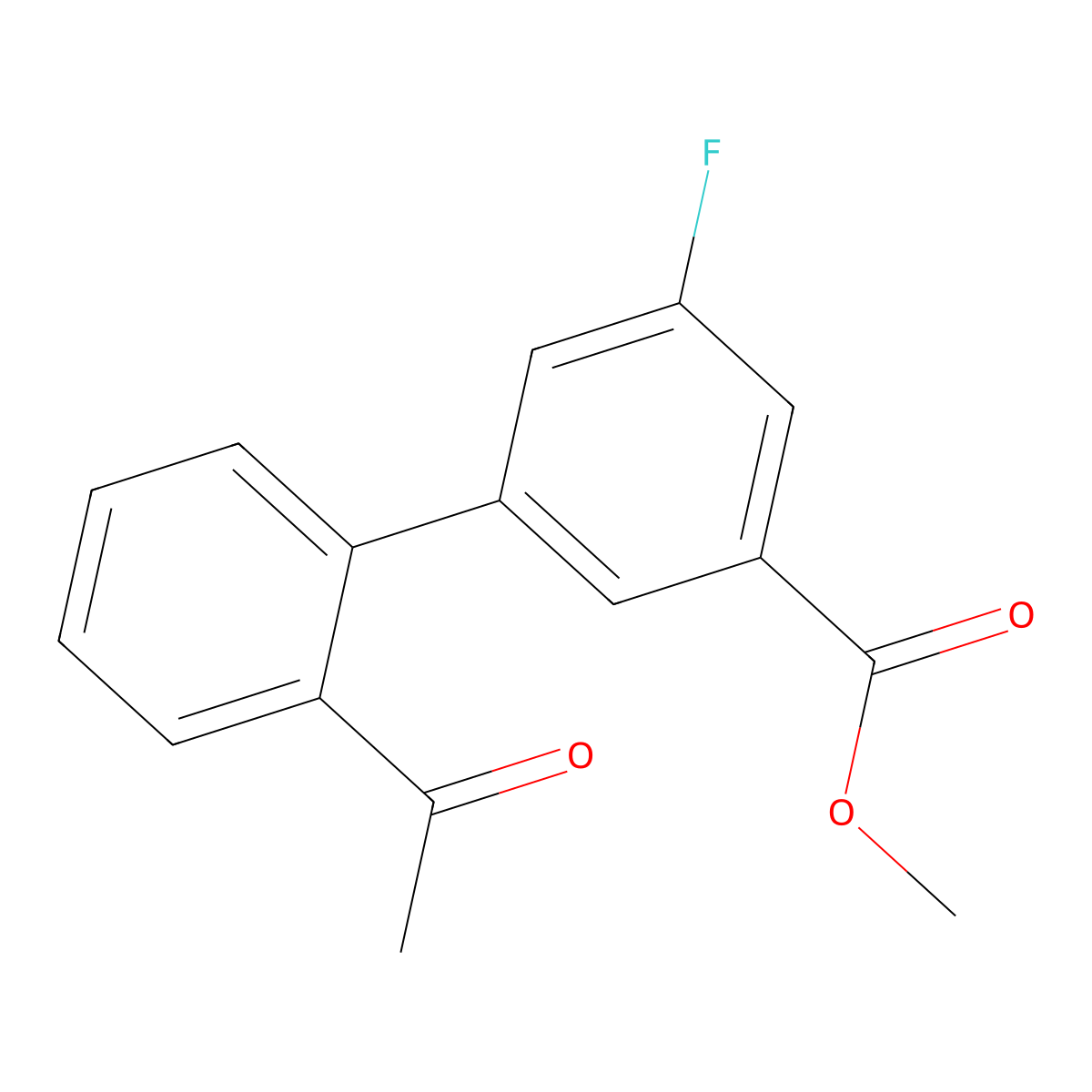 Methyl 3-(2-acetylphenyl)-5-fluorobenzoate molecular structure, CAS 1820618-59-4