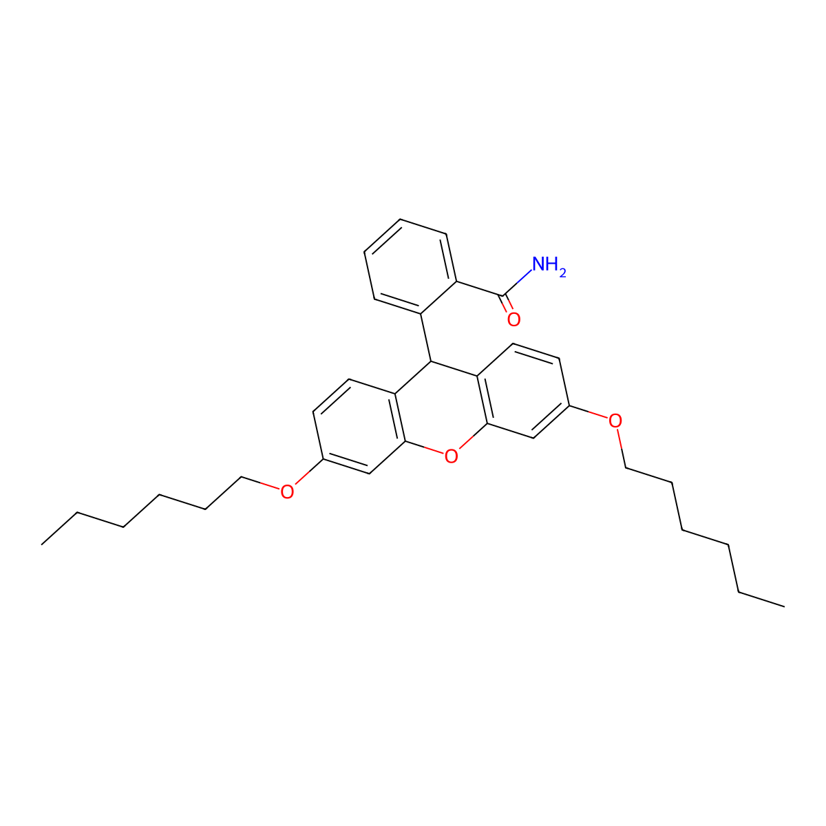 2-(3,6-Dihexyloxyxanthen-9-yl)benzamide molecular structure, CAS 1820618-83-4