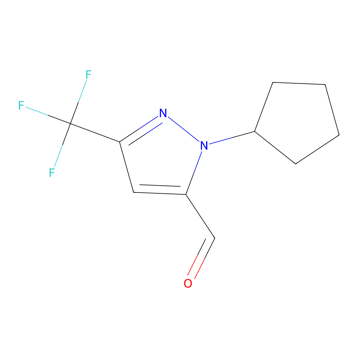 2-Cyclopentyl-5-(trifluoromethyl)pyrazole-3-carbaldehyde molecular structure, CAS 1820618-84-5