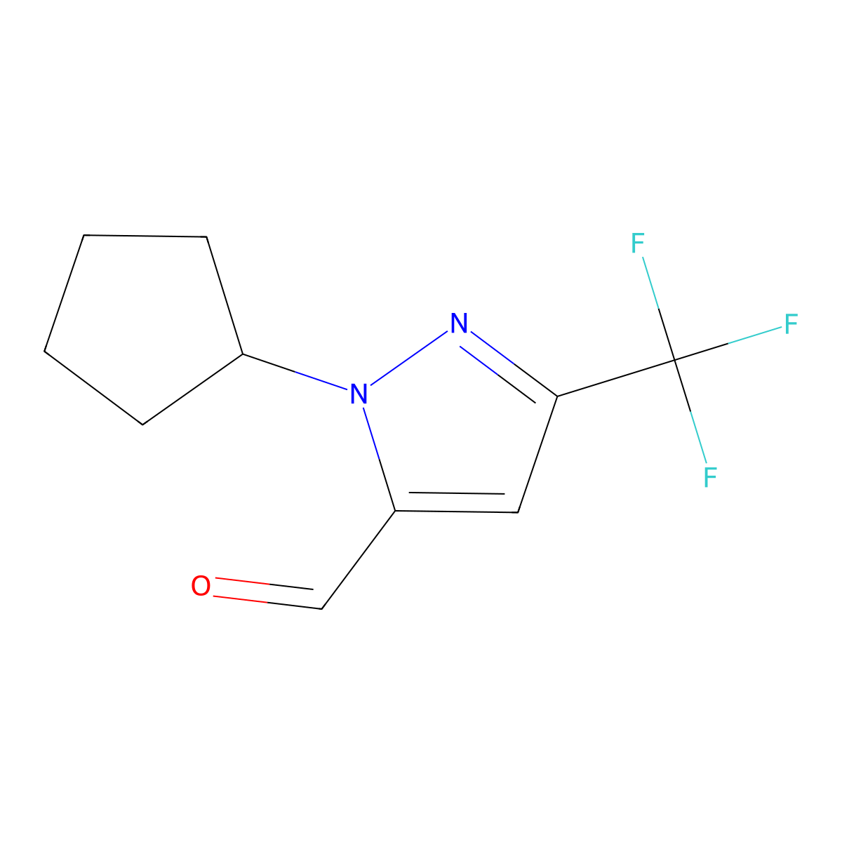 2-Cyclopentyl-5-(trifluoromethyl)pyrazole-3-carbaldehyde molecular structure, CAS 1820618-84-5