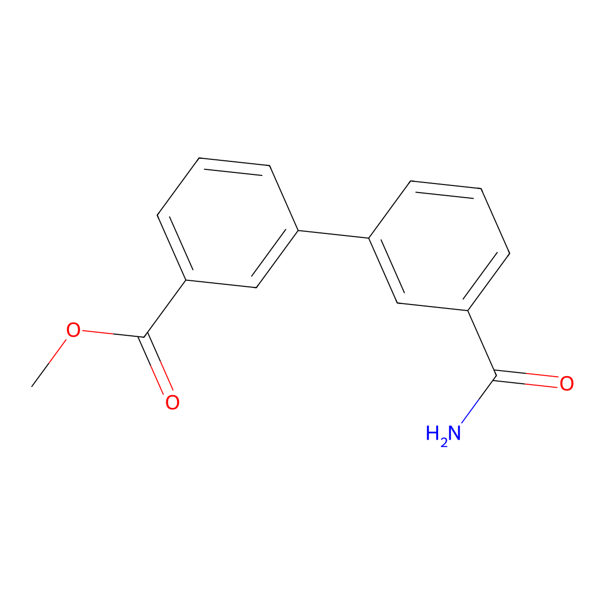 Methyl 3-(3-carbamoylphenyl)benzoate molecular structure, CAS 1820618-86-7