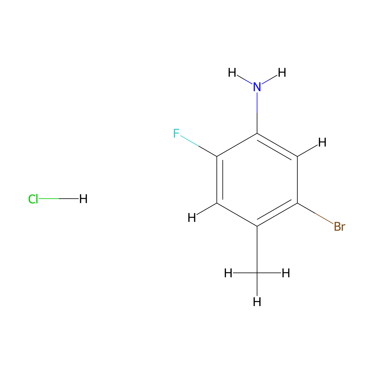 5-Bromo-2-fluoro-4-methylaniline hydrochloride molecular structure, CAS 1820619-16-6