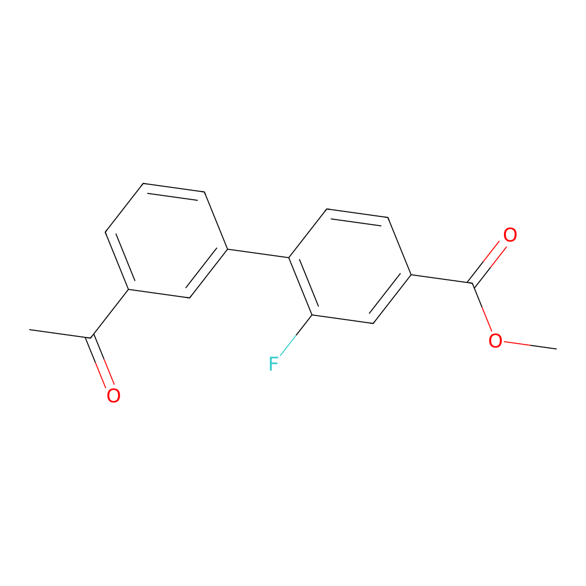 Methyl 4-(3-acetylphenyl)-3-fluorobenzoate molecular structure, CAS 1820619-33-7