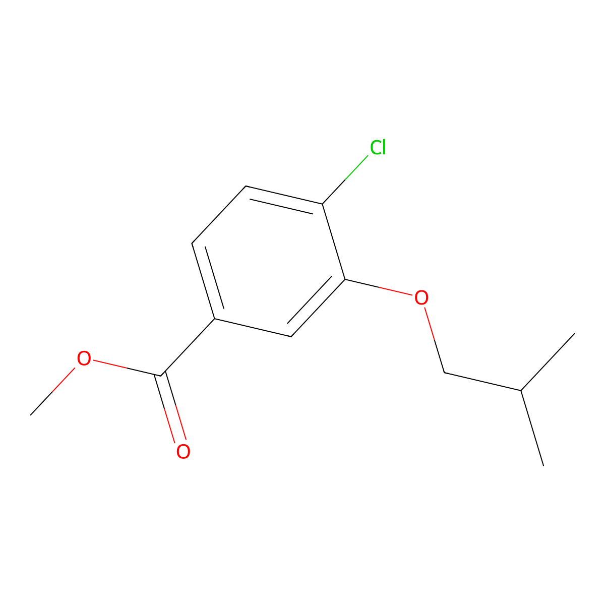 Methyl 4-chloro-3-(2-methylpropoxy)benzoate molecular structure, CAS 1820619-35-9