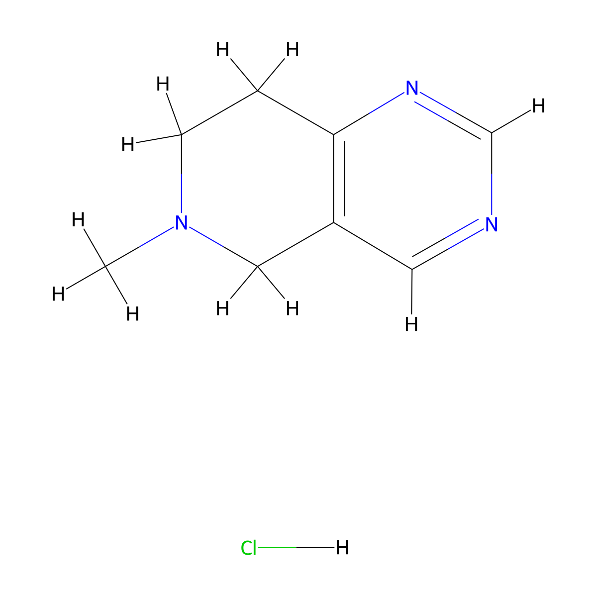 6-Methyl-5,6,7,8-tetrahydropyrido[4,3-d]pyrimidine hydrochloride molecular structure, CAS 1820619-44-0