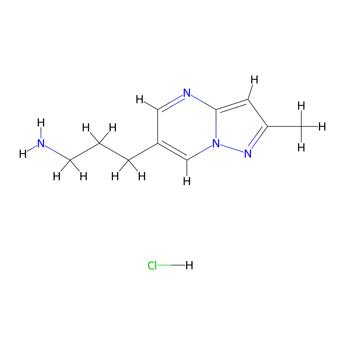 3-(2-Methylpyrazolo[1,5-a]pyrimidin-6-yl)propan-1-amine hydrochloride molecular structure, CAS 1820619-50-8