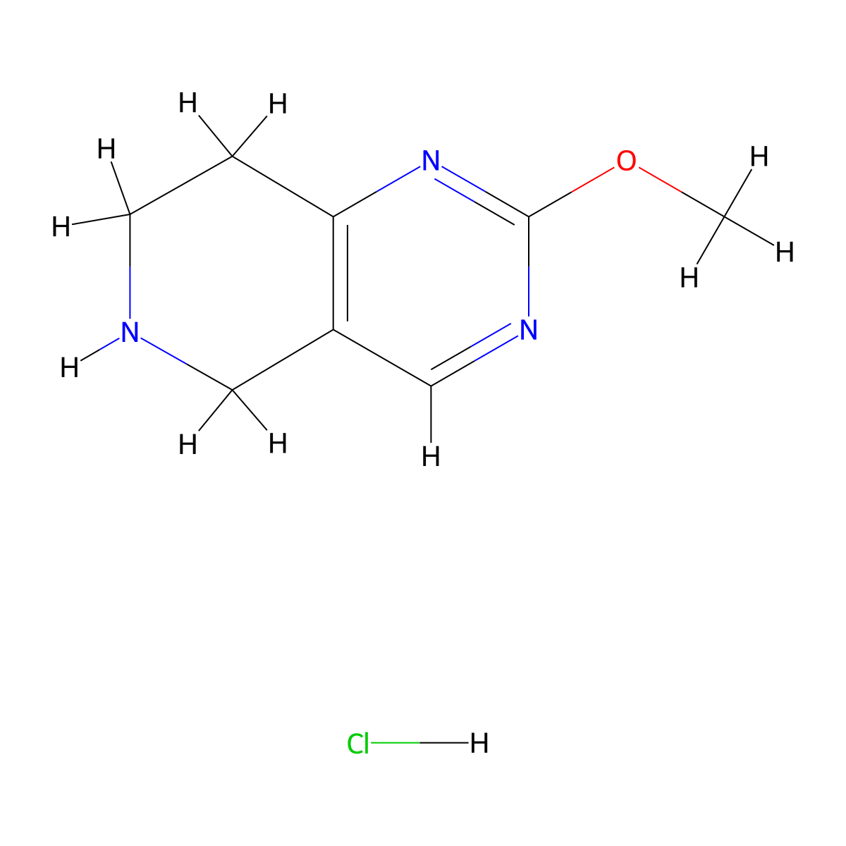 2-Methoxy-5,6,7,8-tetrahydro-pyrido[4,3-d]pyrimidin HCl molecular structure, CAS 1820619-84-8