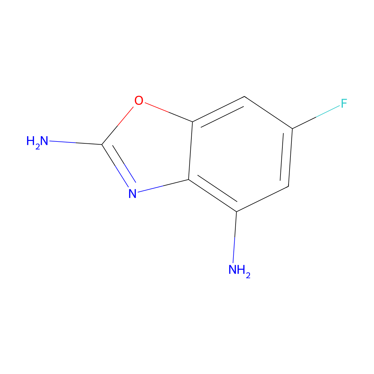 6-Fluoro-1,3-benzoxazole-2,4-diamine molecular structure, CAS 1820619-85-9