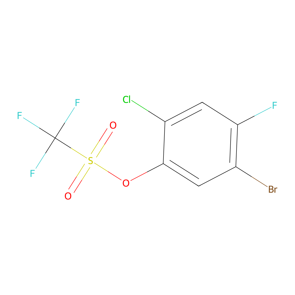 5-Bromo-2-chloro-4-fluorophenyl trifluoromethanesulphonate molecular structure, CAS 1820619-90-6