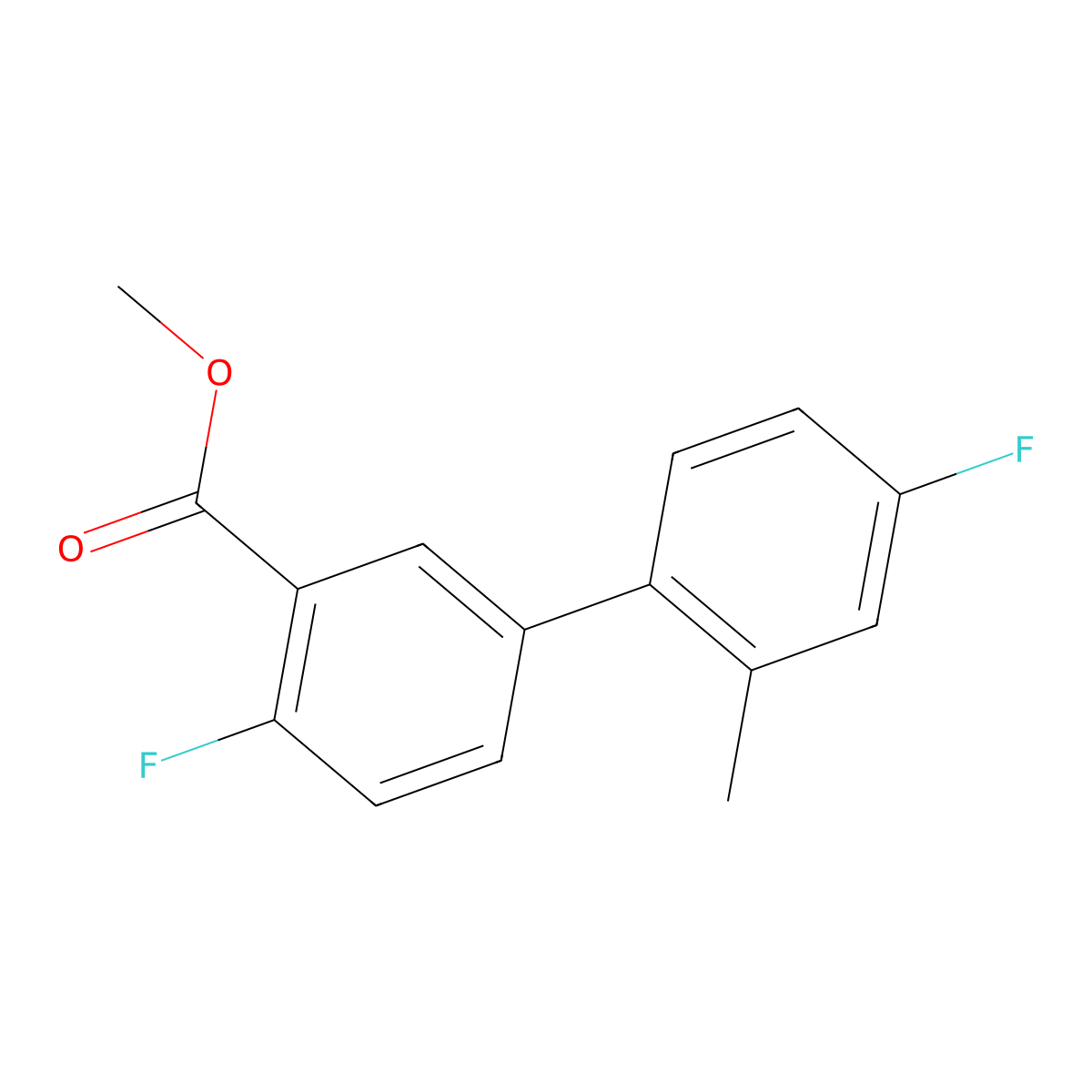 Methyl 2-fluoro-5-(4-fluoro-2-methylphenyl)benzoate molecular structure, CAS 1820620-10-7