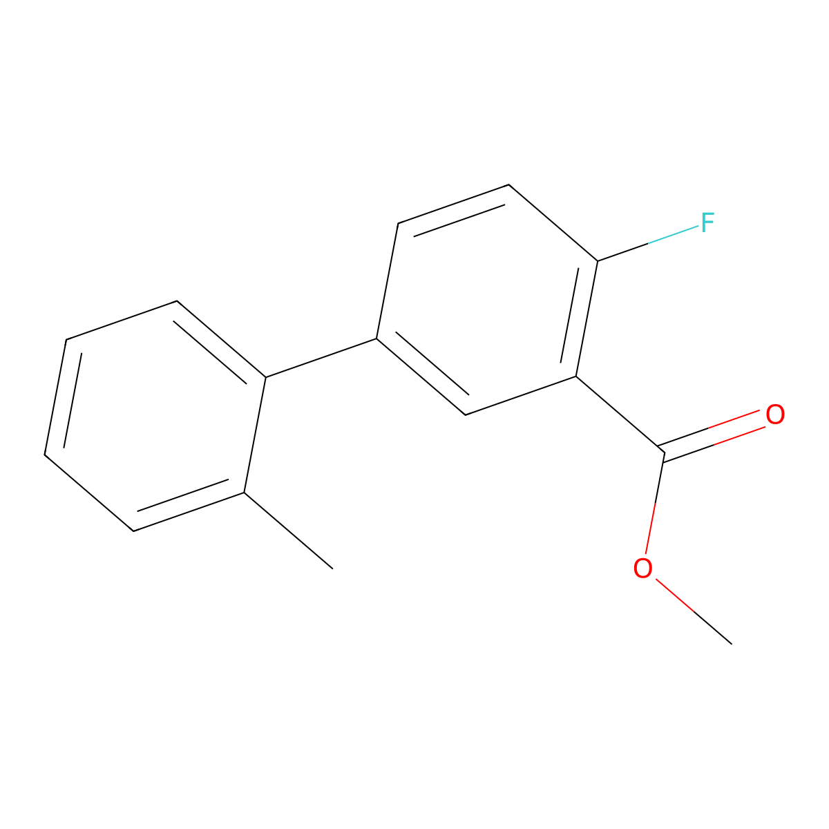 Methyl 2-fluoro-5-(2-methylphenyl)benzoate molecular structure, CAS 1820620-18-5