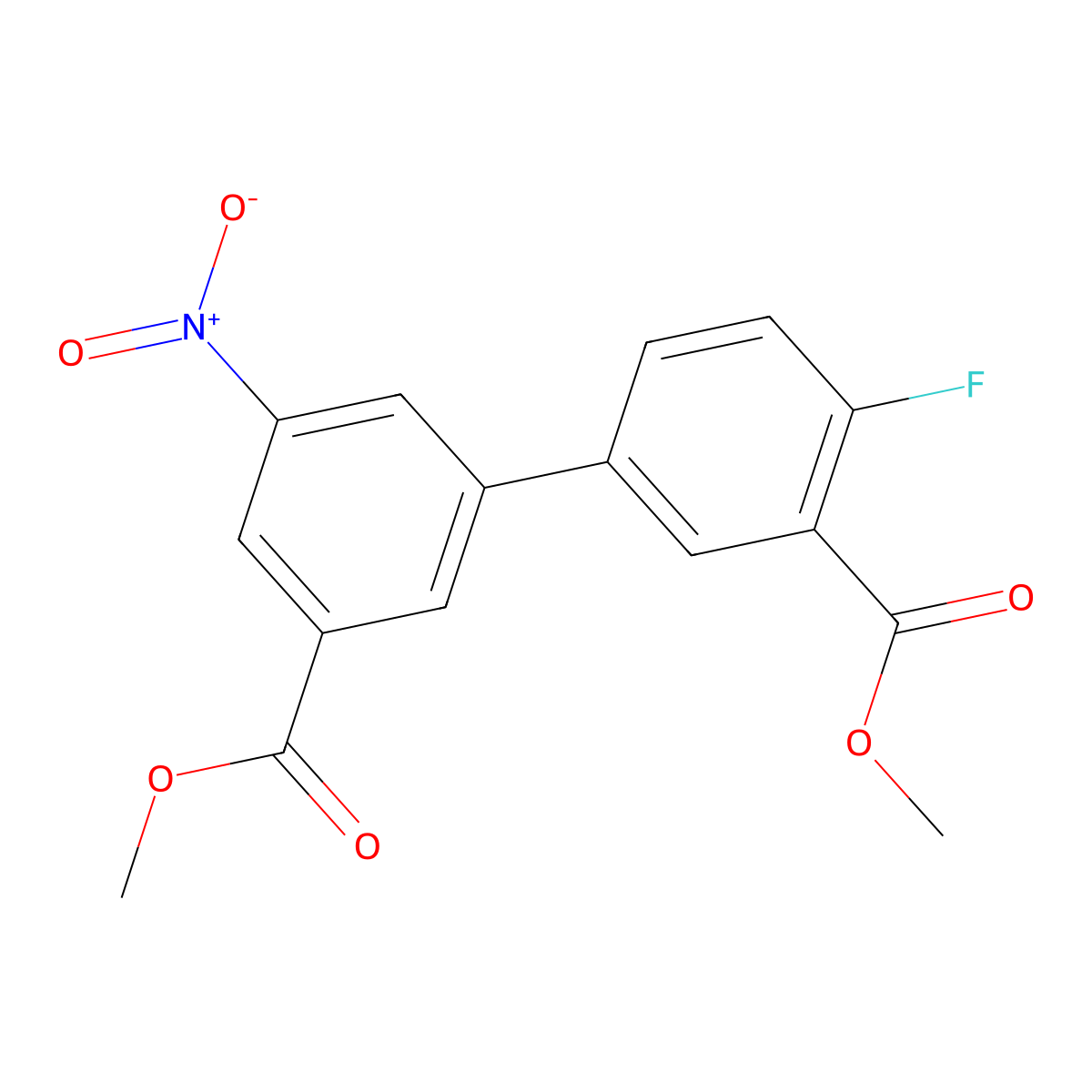 Methyl 2-fluoro-5-[3-(methoxycarbonyl)-5-nitrophenyl]benzoate molecular structure, CAS 1820620-22-1