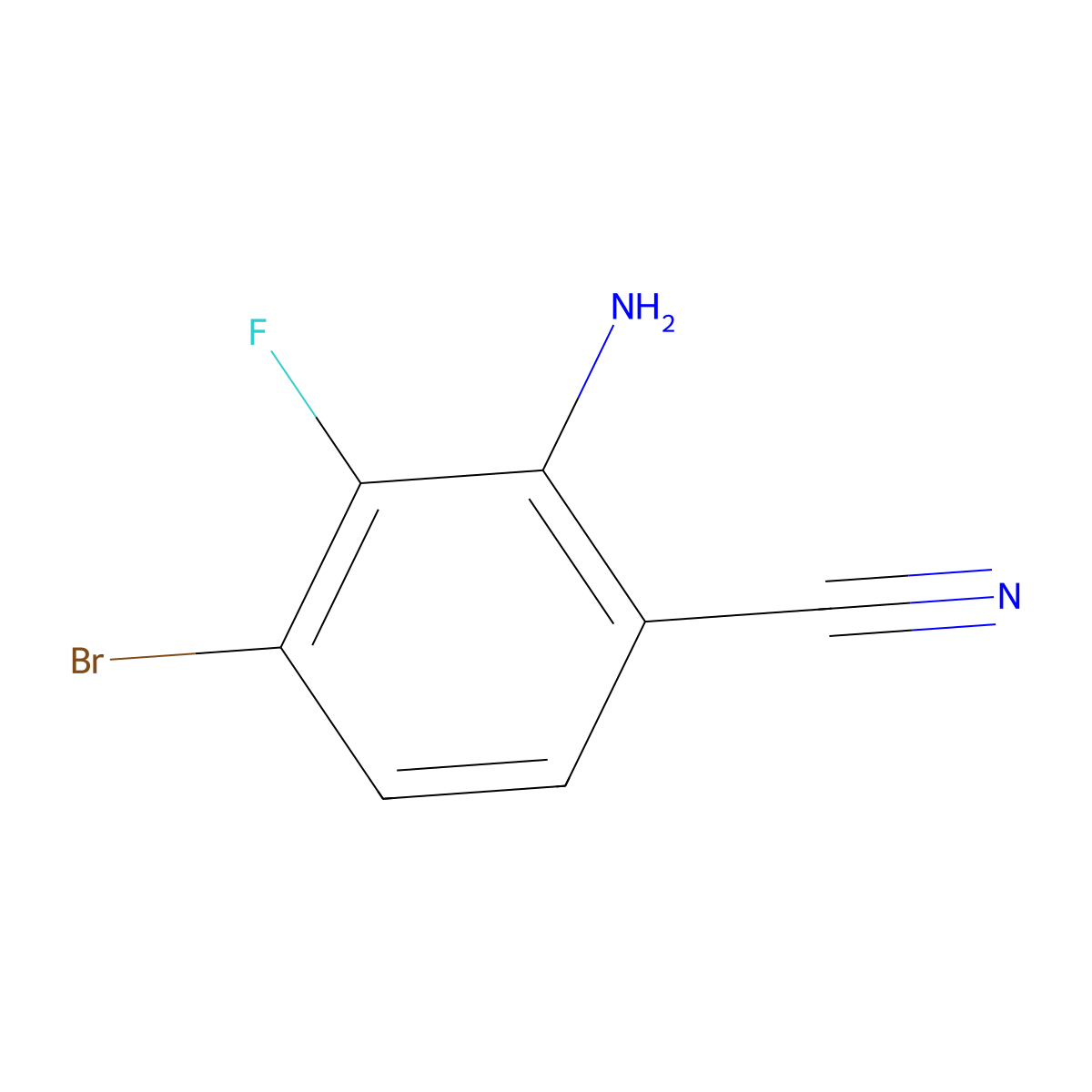 2-Amino-4-bromo-3-fluorobenzonitrile molecular structure, CAS 1820620-31-2