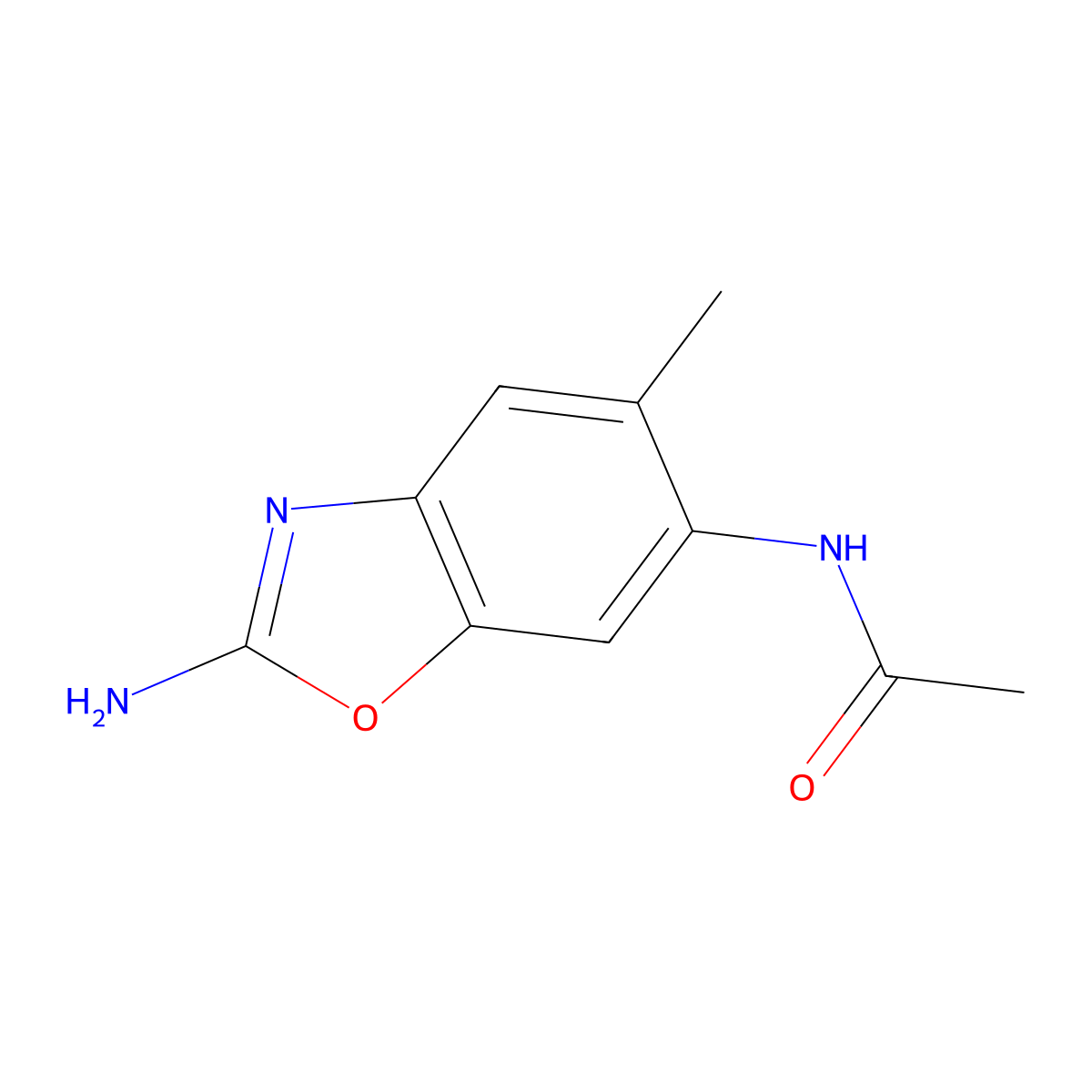 N-(2-Amino-5-methyl-1,3-benzoxazol-6-YL)acetamide molecular structure, CAS 1820620-40-3