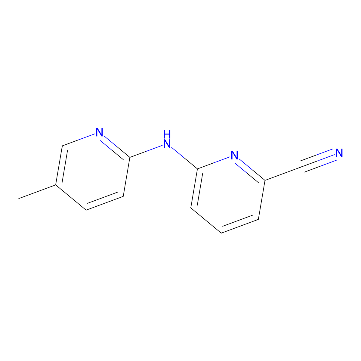 6-[(5-Methylpyridin-2-yl)amino]pyridine-2-carbonitrile molecular structure, CAS 1820620-42-5