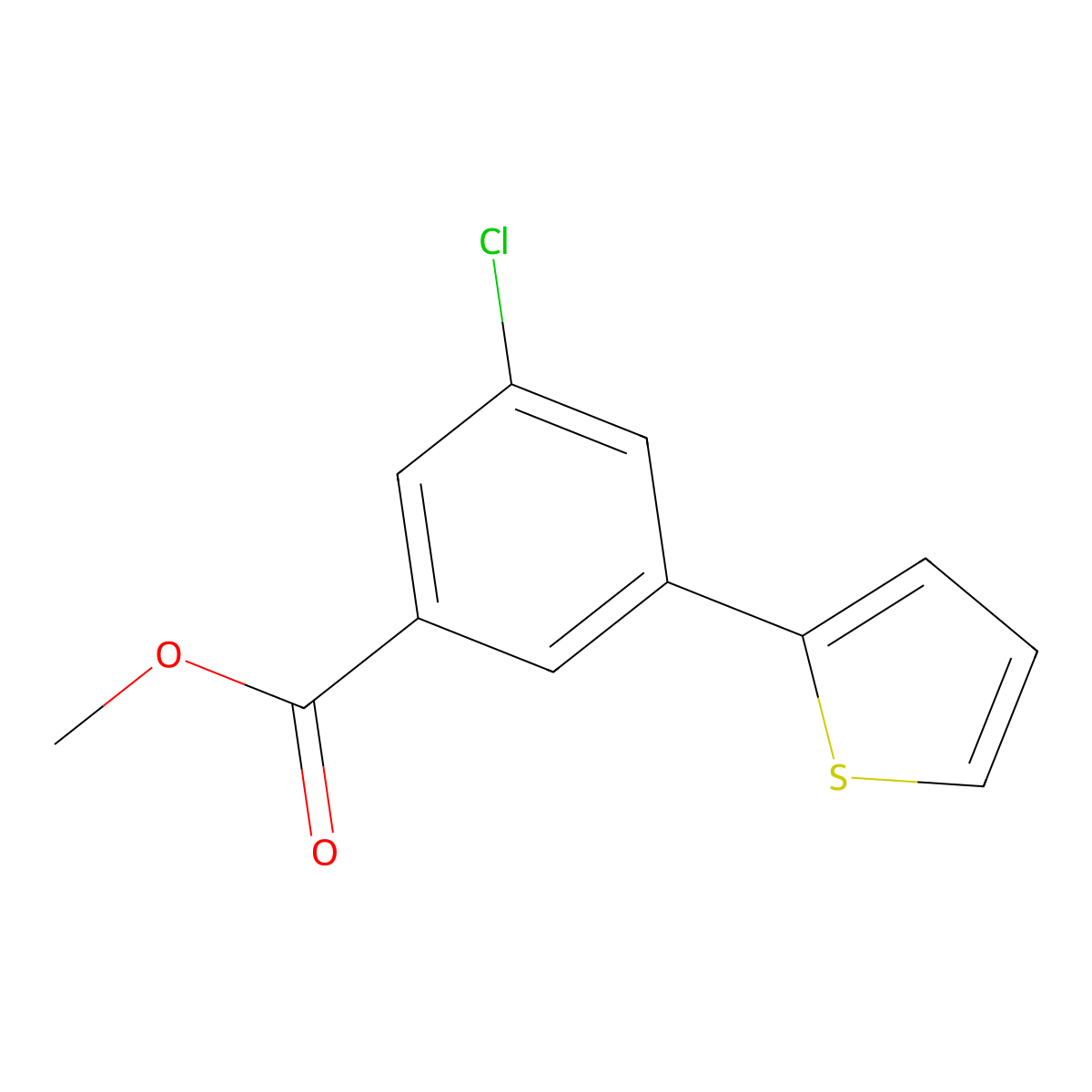 Methyl 3-chloro-5-(thiophen-2-YL)benzoate molecular structure, CAS 1820639-16-4
