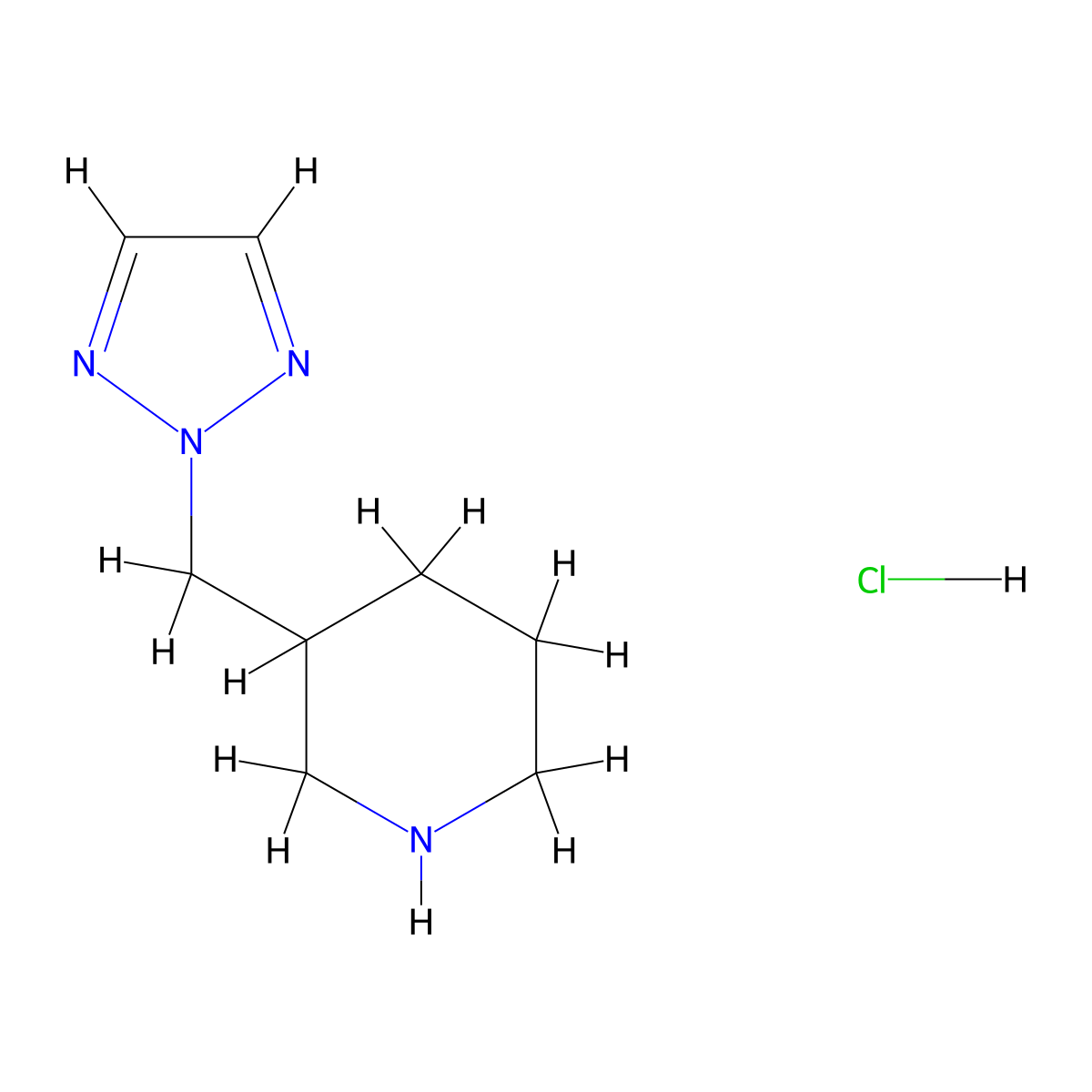 3-((2H-1,2,3-triazol-2-yl)methyl)piperidine hydrochloride molecular structure, CAS 1820639-22-2
