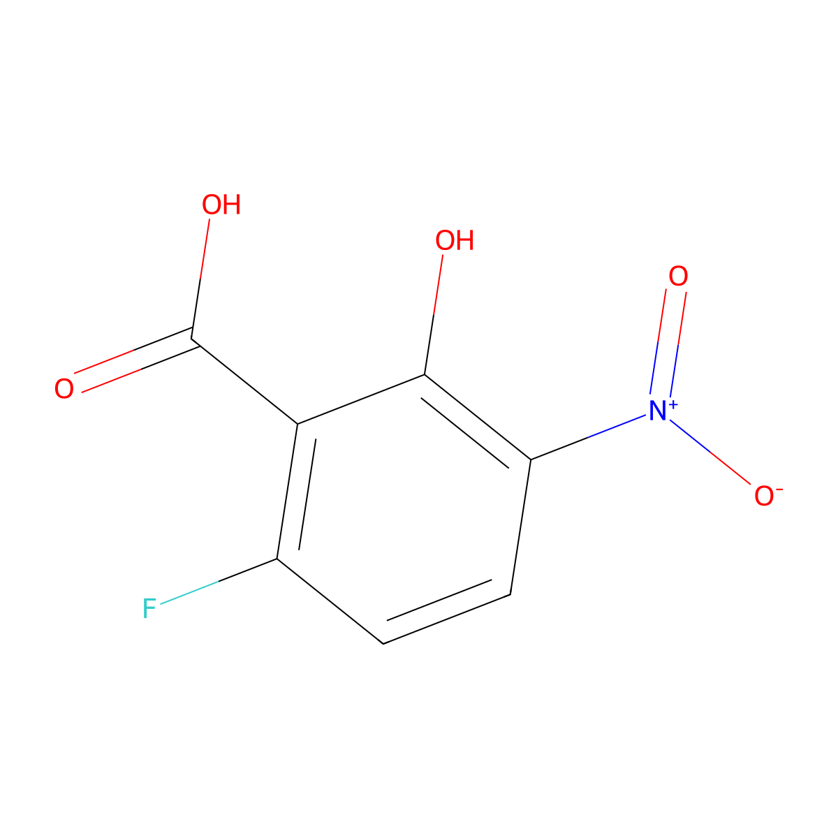 6-Fluoro-2-hydroxy-3-nitrobenzoic acid molecular structure, CAS 1820639-38-0